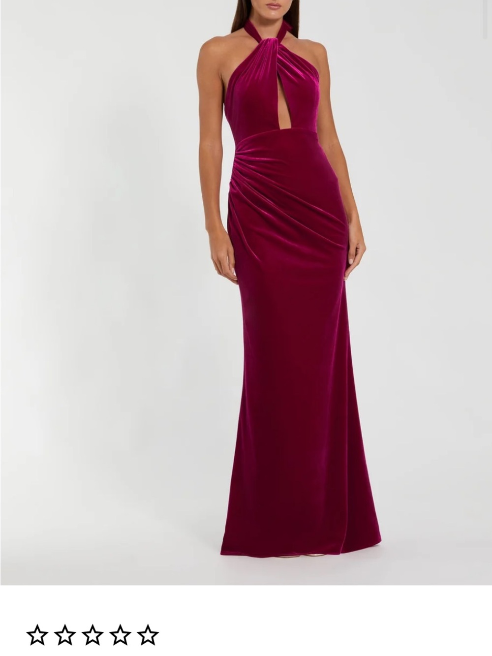 Mac Duggal Fuchsia Velvet Halter Backless Gown